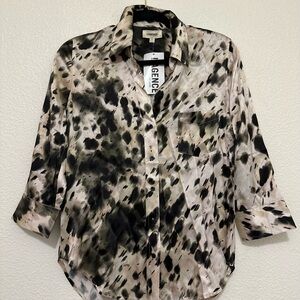 L’AGENCE Animal Print Blouse Button down SILK top XS